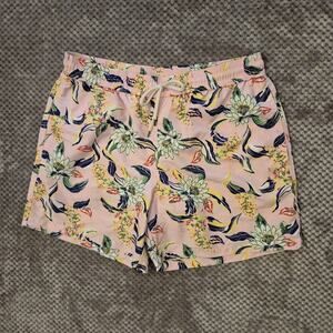 Polo Ralph Lauren Swim Trunks Pink Hawaiian Print Lined Board Shorts XL Pockets